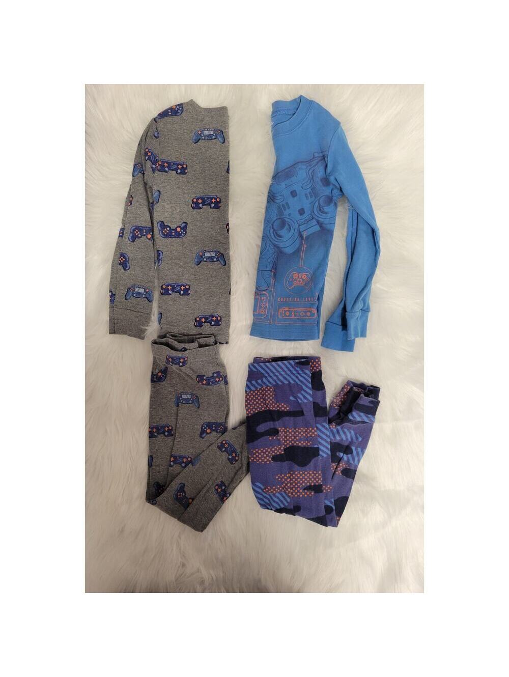 Carter's Boys Video Game Gamer Long Sleeve Blue Jogger Pajama Set Bundle Size 4